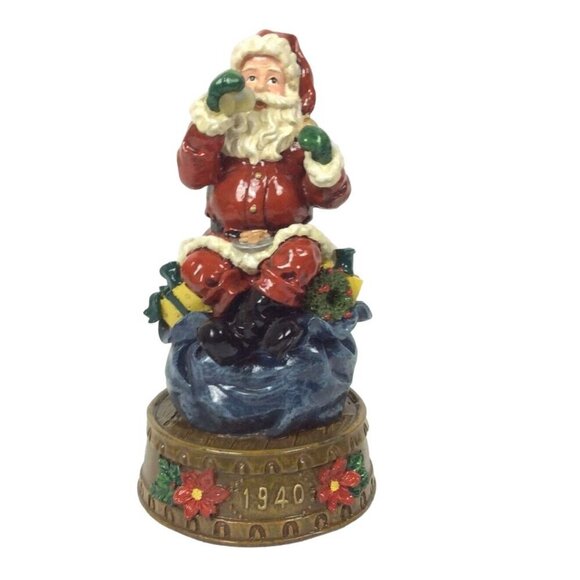 Here Comes Santa Claus Musical Figurine 1940 Design Milk Cookies Toy Bag - Picture 1 of 5